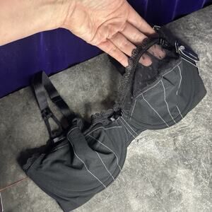 Felina 34DD Bra Black Unlined Lace Underwire Back Closure Sexy